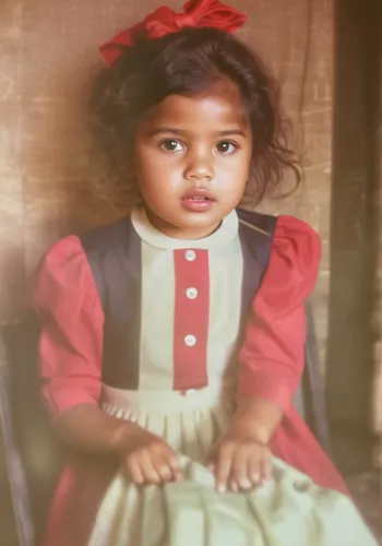 niña vetido rojo con blanco falda de paletones blanco sosteniendo una silla con rayas,little girl in pink dress,photos of children,pooja,indian girl,child portrait,yemeni,indian girl boy,child girl,li