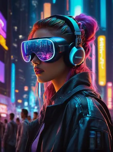 cyberpunk,cyber glasses,futuristic,vr headset,vr,oculus,dystopian,virtual reality headset,virtual world,dystopia,wireless headset,headset,virtual,tech trends,virtual reality,cyber,80s,3d,sci fiction illustration,world digital painting,Illustration,American Style,American Style 07