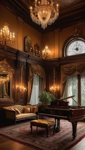 ornate room,grand piano,victorian room,driehaus,fortuny,bedchamber,opulently,the piano,royal interior,wade rooms,great room,palatial,piano bar,steinway,amanresorts,danish room,chambres,seelbach,opulent,opulence,Illustration,Realistic Fantasy,Realistic Fantasy 12