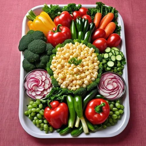 birthday vegetable trays,an assortment of vegetables arranged on a square platter,salad plate,salad platter,vegetable basket,vegetable salad,vegetable pan,verduras,Photography,General,Realistic