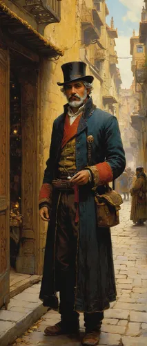 town crier,merchant,vendor,itinerant musician,bellboy,peddler,the pied piper of hamelin,pilgrim,winemaker,newspaper delivery,italian painter,man with saxophone,cordwainer,orientalism,gondolier,accordion player,violin player,shopkeeper,the wanderer,pilgrims,Art,Classical Oil Painting,Classical Oil Painting 32