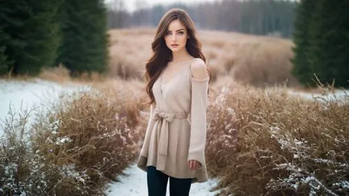 young woman walking in winter landscape,winter background,photoshop manipulation,white winter dress,image manipulation,photo manipulation,girl in a long,winter dress,meadow,photomanipulation,photograp