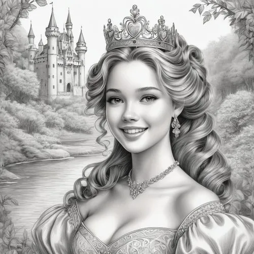 princess sofia,fairy tale character,prinses,princess anna,dorthy,fantasyland,Illustration,Black and White,Black and White 30