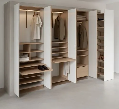 the closet is lined with all sorts of clothes,walk-in closet,shelving,storage cabinet,closets,wardrobes,closet,Photography,General,Realistic