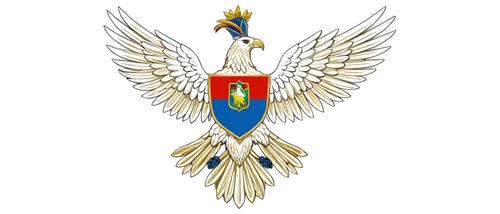 Ecuador national emblem, golden condor, blue and red shield, white band, olive branch, spear, national symbol, intricate details, metallic texture, official color scheme, centered composition, bright 