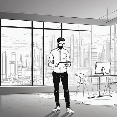 office line art,animatic,sketchup,storyboard,working space,storyboarding,modern office,rotoscope,storyboards,backgrounds,animating,storyboarded,rotoscoped,standing man,background design,blur office background,environments,workspaces,offices,workplaces,Illustration,Black and White,Black and White 04