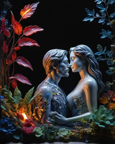 garden of eden,romantic scene,glass painting,secret garden of venus,adam and eve,amorous,decorative fountains,3d fantasy,fantasy picture,fairytale,garden sculpture,a fairy tale,fairy tale,garden statues,romantic portrait,love in the mist,first kiss,romantic night,fantasy art,fairytales,Photography,Artistic Photography,Artistic Photography 02