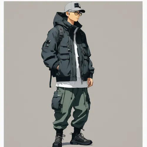 parka,national parka,outerwear,cargo pants,winter clothing,rain suit,winter clothes,military person,tracksuit,fashion vector,coveralls,vector illustration,rain pants,hiphop,old coat,military uniform,coat,fashion sketch,overcoat,schoolboy,Illustration,Japanese style,Japanese Style 14