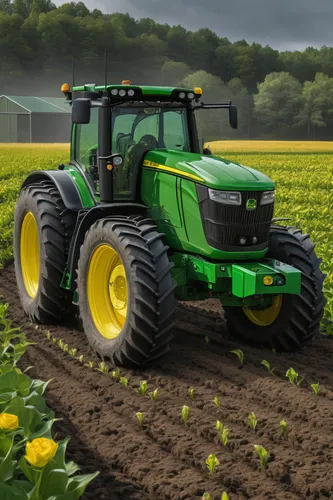 Imagine a futuristic world where John Deere introduces AI-powered autonomous tractors, revolutionizing the agriculture industry and increasing productivity.,agricultural machinery,john deere,farm trac