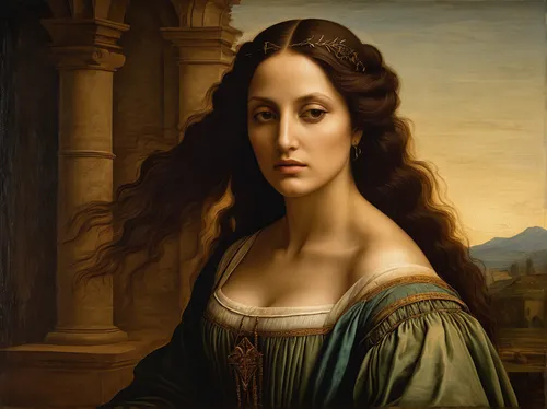 mona lisa,the mona lisa,portrait of a girl,portrait of a woman,artemisia,leonardo da vinci,italian painter,cleopatra,louvre,vinci,romantic portrait,young woman,bouguereau,woman portrait,portrait of christi,lacerta,bougereau,gothic portrait,vintage female portrait,fantasy portrait,Art,Classical Oil Painting,Classical Oil Painting 03