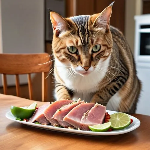 tuna steak,tuna,tuna salad,albacore fish,jamón,ham,ham salad,prosciutto,sashimi,tataki,jamón serrano,tuna fish sandwich,pâté,salt-cured meat,cat european,gammon,cured meat,ham pancakes,leberkäse,saltimbocca,Photography,General,Realistic