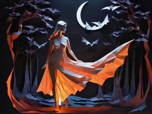 halloween background,halloween silhouettes,halloween illustration,halloween wallpaper,llorona,samhain,halloween poster,kupala,the night of kupala,halloween banner,celebration of witches,halloween witch,nightdress,ratri,morgana,mourning swan,poornima,nightgowns,orona,baoshun,Unique,Paper Cuts,Paper Cuts 02