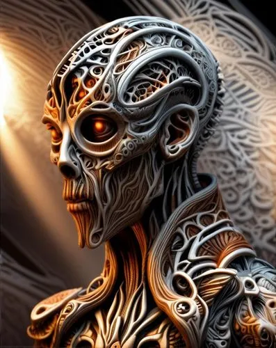 alien warrior,biomechanical,nyarlathotep,akhnaten,fractalius,vorlon,giger,skeletonized,lateralus,illithid,vecna,kadath,asaro,lacedaemonians,shaman,humanoid,yuggoth,dark elf,assimilate,digital art