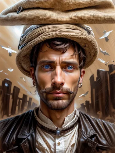 pilgrim,fantasy portrait,world digital painting,abraham lincoln,the wanderer,a carpenter,sci fiction illustration,digital painting,musketeer,game illustration,the roman centurion,lincoln,portrait background,war correspondent,illustrator,artist portrait,indiana jones,fiddler,fantasy art,digital compositing