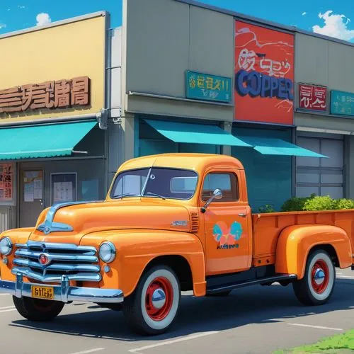 ford truck,pickup truck,delivery truck,retro vehicle,truck,austin truck,auto repair shop,rust truck,delivery trucks,truckmaker,pick-up truck,shenmue,food truck,truckstop,truckmakers,retro diner,mail truck,jalopy,vintage vehicle,trucks,Illustration,Japanese style,Japanese Style 03