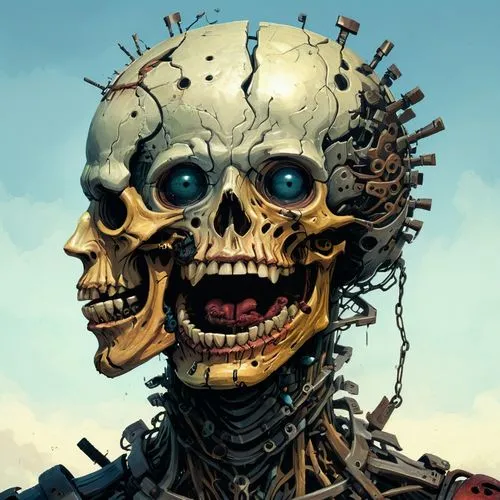 endoskeleton,vintage skeleton,scull,panhead,skull bones,skull allover,Illustration,Realistic Fantasy,Realistic Fantasy 28