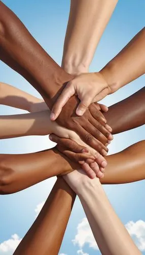 Vector illustration, A group of people from different backgrounds and cultures, holding hands, symbolizing unity and communion among brothers in Christ., hyperalistic, clear, sharpness,,multiracialism