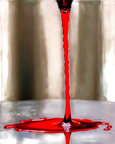 Blood drip, red liquid, slow motion, single droplet, transparent background, close-up shot, shallow depth of field, warm color tone, cinematic lighting, realistic texture, detailed reflection, macro p