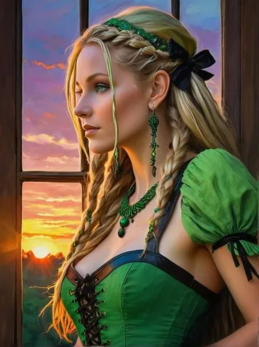 tuatha,celtic queen,celtic woman,fantasy portrait,fantasy art,celtic harp,dirndl,fantasy picture,ellinor,jessamine,elspeth,greensleeves,vinland,reynir,rapunzel,eilonwy,frigga,elven,irishwoman,tanith,Conceptual Art,Oil color,Oil Color 10