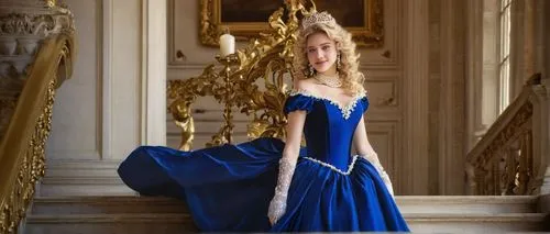 ritzau,rosenkavalier,royal blue,lopilato,cinderella,elegante,versailles,a floor-length dress,hallia venezia,royal,principessa,vaganova,elegance,elegant,letizia,zakharova,galliano,blue dress,azzurra,venetia,Illustration,Realistic Fantasy,Realistic Fantasy 16