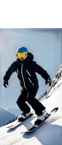 snowboarder, dynamic pose, young adult, athletic build, helmet, goggles, windproof jacket, snow pants, gloves, boots, snowboard underfoot, mountain scenery implied, action shot, low angle, dramatic li