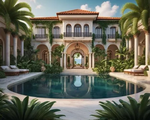 dorne,mansion,luxury property,mansions,luxury home,paradisus,dreamhouse,tropical house,pool house,florida home,hacienda,amanresorts,water palace,luxury real estate,palladianism,bendemeer estates,mamounia,riad,palatial,holiday villa,Illustration,Abstract Fantasy,Abstract Fantasy 07