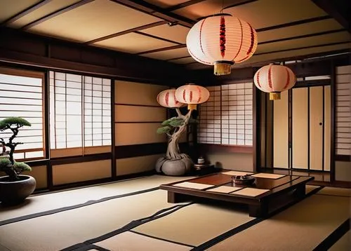 japanese-style room,ryokan,ryokans,tea ceremony,dojo,teahouse,japanese paper lanterns,teahouses,tatami,japanese style,chanoyu,japanese lamp,gion,japanese art,interior decoration,japon,shoin,asian architecture,japanese garden ornament,japanese patterns,Conceptual Art,Sci-Fi,Sci-Fi 13