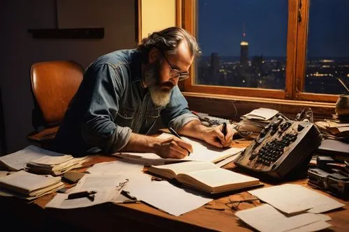 Old leather-bound book, computer architecture and design, PDF format, opened on wooden desk, warm softbox lighting, cluttered workspace, scattered papers, pens, and notes, coffee cup stain on the corn