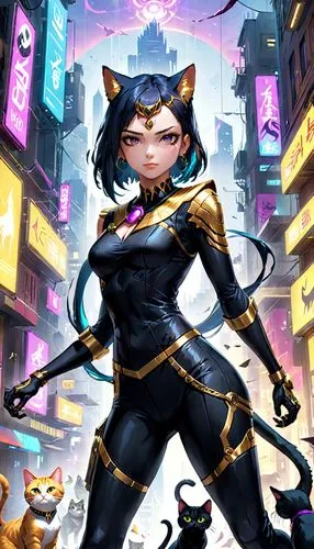 cat warrior,katana,catwoman,huntress,black cat,cat vector,nepeta,kinara,yang,female warrior,rosa ' amber cover,swordswoman,hong,samurai,kali,xiaochi,asia,katz,panther,uruburu,Anime,Anime,General