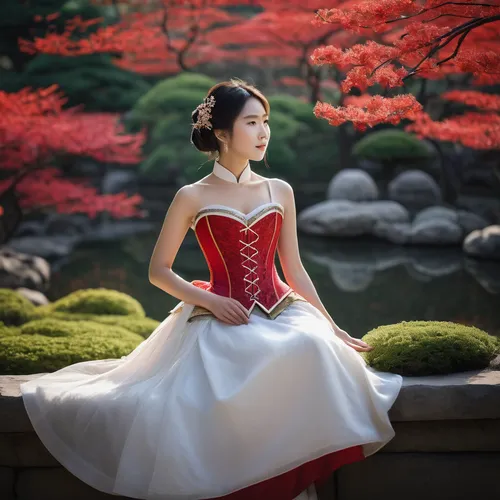 hanbok,oriental princess,japanese woman,mulan,ball gown,korean culture,geisha girl,oriental girl,fairy tale character,red gown,asian costume,geisha,girl in a long dress,ao dai,bridal dress,japanese culture,chinese style,bridal clothing,red tunic,anime japanese clothing,Photography,Documentary Photography,Documentary Photography 22