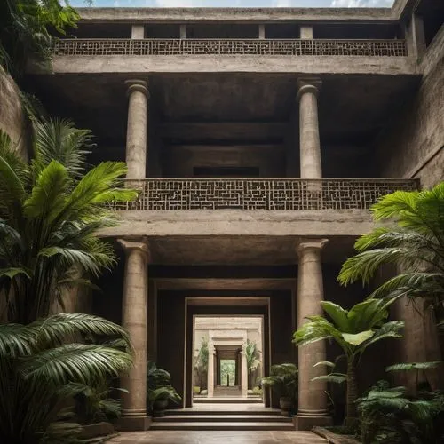 amanresorts,karnak,atriums,egyptian temple,peristyle,qasr,mausoleum ruins,pakal,glyptotek,anantara,qasr al watan,inside courtyard,ziggurat,colonnaded,courtyards,tombs,brutalism,ajanta,artemis temple,pillars,Photography,General,Fantasy