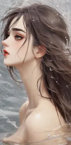 裸體美女在水中,a female body covered with water and blowing,jingna,siren,in water,water nymph,photoshoot with water,wet