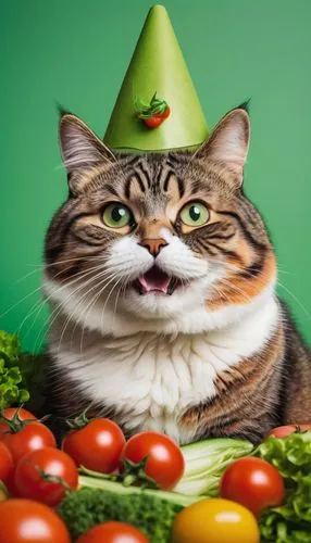 cat image,green tomatoe,funny cat,pico de gallo,bellpepper,veggie,aaa,cat food,patrol,crudités,pea,cat sparrow,basil,cat,löwchen,vegetarian,napoleon cat,vegetables,vegetable,green salad,Illustration,Paper based,Paper Based 19