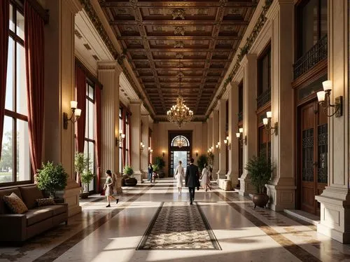 biltmore,corridor,hallway,amanresorts,royal interior,corridors,emirates palace hotel,banff springs hotel,dolmabahce,foyer,lobby,hall of nations,hotel lobby,entrance hall,louvre,nemacolin,parador,atriums,certosa di pavia,villa d'este