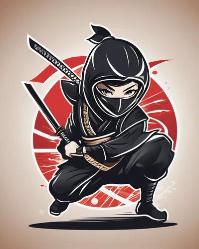 Design a ninja logo with a traditional Japanese touch.,cartoon ninja,ninjas,eskrima,shinobi,kenjutsu,ninja,katana,samurai fighter,ninjutsu,kendo,samurai,sōjutsu,kajukenbo,hijiki,japanese martial arts,