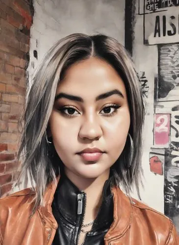 Rockeira,mutahida,ariela,jihadjane,joi,rukhsana,katica,sarafpour,tamika,jestina,degrassi,portrait background,leather jacket,cassandra,grunge,digital art,anele,rashida,digital painting,photofit,natashq