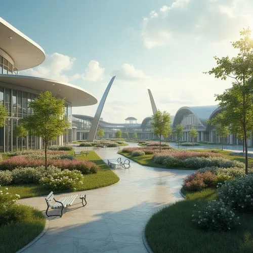 renderings,futuristic landscape,futuristic architecture,aerotropolis,futuristic art museum,arcology,ecotopia,3d rendering,landscaped,biopiracy,qlizabeth olympic park,ringworld,autostadt wolfsburg,olympic park,render,garden by the bay,velopark,auraria,flower dome,streamwood,Photography,General,Realistic