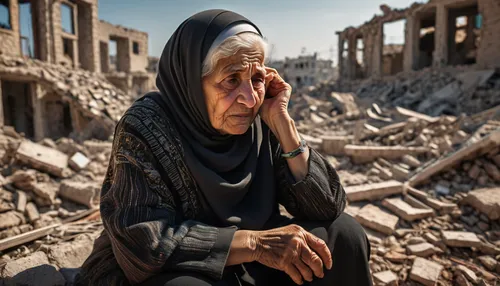 syria,syrian,old woman,destroyed city,stalingrad,lost in war,war victims,destroyed houses,rubble,iraq,baghdad,building rubble,war correspondent,grandmother,devastation,calamities,refugee,elderly lady,care for the elderly,martyr village,Photography,General,Sci-Fi