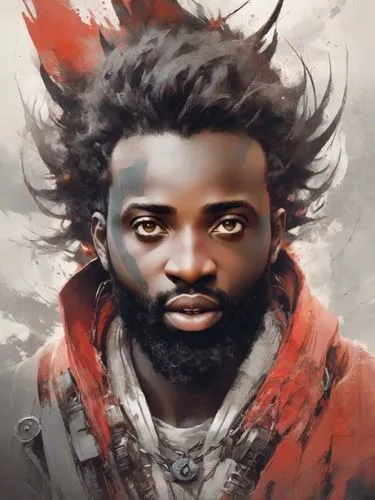 thundercat,moor,fantasy portrait,african man,abel,warlord,prophet,kendrick lamar,king david,moses,alpha era,apostle,fan art,pirate,son of god,the warrior,portrait background,afro-american,sadu,conquistador