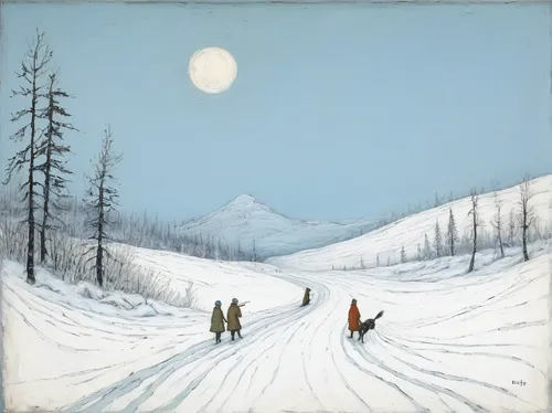 snow scene,ski touring,sledding,skijoring,winter landscape,skiers,cross-country skiing,telemark skiing,dog sled,mushing,forest workers,sled dog racing,nordic skiing,ski race,sled dog,snowshoe,snow landscape,ice fishing,christmas landscape,piste,Art,Artistic Painting,Artistic Painting 49