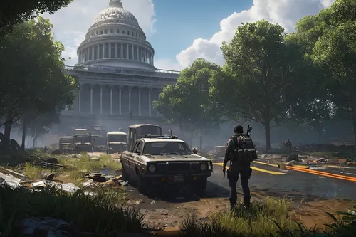 capitol square,capitol,capitol building,capitol buildings,statehouse,croft,post apocalyptic,lafayette square,screenshot,capital city,rust truck,district 9,capital hill,government district,us capitol,capital building,graphics,government agency,uscapitol,game art,Illustration,Realistic Fantasy,Realistic Fantasy 11