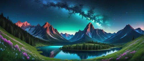 fantasy landscape,landscape background,northen lights,fantasy picture,norther lights,northern lights,3d background,aurora borealis,the northern lights,world digital painting,nothern lights,auroras,background colorful,mountainous landscape,aurora colors,mountain landscape,cartoon video game background,northern light,futuristic landscape,background view nature,Photography,Documentary Photography,Documentary Photography 16