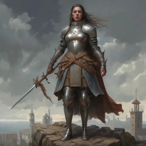 joan of arc,female warrior,paladin,heroic fantasy,the wanderer,warrior woman,artemisia,eufiliya,catarina,swordswoman,crusader,fantasy portrait,sterntaler,elaeis,girl in a historic way,pall-bearer,jaya,almudena,alba,torch-bearer,Conceptual Art,Fantasy,Fantasy 01