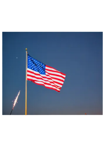 Fireworks, 4th of July, American flag, night sky, explosive colorful lights, sparklers, festive atmosphere, cheering crowd, children laughing, patriotic, stars and stripes, glittering decorations, lan