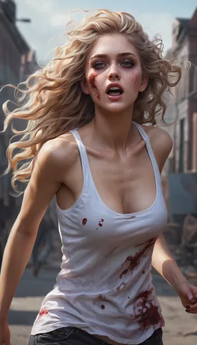 zombie,zombies,violence against women,blood stain,action-adventure game,girl with gun,vampire woman,femicide,girl with a gun,blood stains,the girl's face,huntress,killer,lara,blood spatter,female nurse,lori,blonde woman,hard woman,bloody mary,Conceptual Art,Fantasy,Fantasy 03