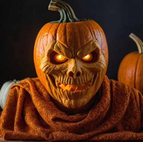 May he have a more pumpkin and scarier head,a carved pumpkin with glowing eyes and a scarf,kirdyapkin,pumpkin face,halloween pumpkin,jack o'lantern,jack o' lantern,pumpkinhead,Photography,General,Natu