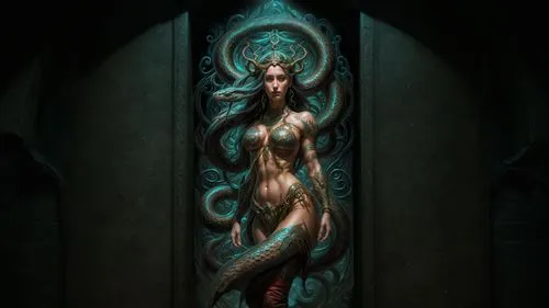 medusa,merfolk,medusa gorgon,siren,gorgon,god of the sea,water nymph,mermaid background,priestess,dryad,mermaid vectors,mermaid,metallic door,the door,poseidon,sea god,fantasy art,iron door,fantasia,the enchantress