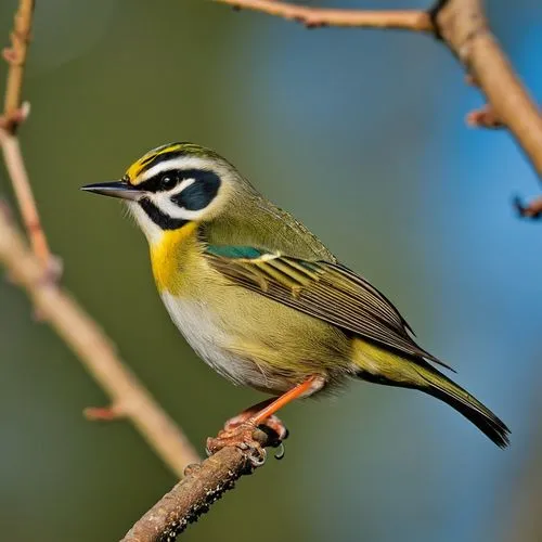 common firecrest,firecrest,bluetit,parus caeruleus,japanese white-eye,thornbills,cape white-eye,fringilla coelebs,warbling white-eye,verdin,waxeye,huebler,emberiza,kinglets,kinglet,canari,passerine,carduelis carduelis,phylloscopus,polygyridae,Photography,General,Realistic