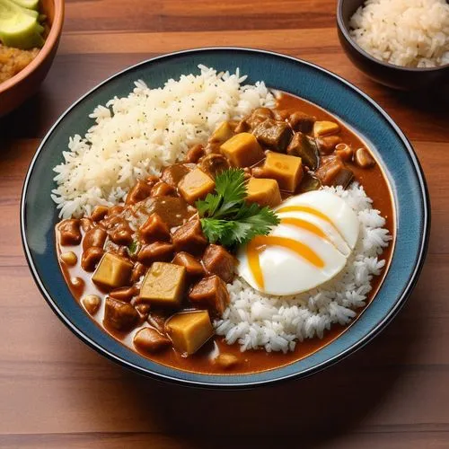 feijoada,wagamama,posole,korma,menudo,rice with fried egg,Photography,General,Realistic