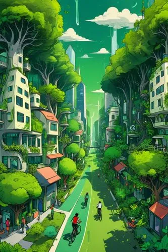 cartoon video game background,ecotopia,cartoon forest,aurora village,kanto,cybertown,green valley,futuristic landscape,green wallpaper,fantasy city,green forest,greentown,uzak,environment,microdistrict,verdant,paisaje,megapolis,terraformed,mushroom landscape,Illustration,Black and White,Black and White 05